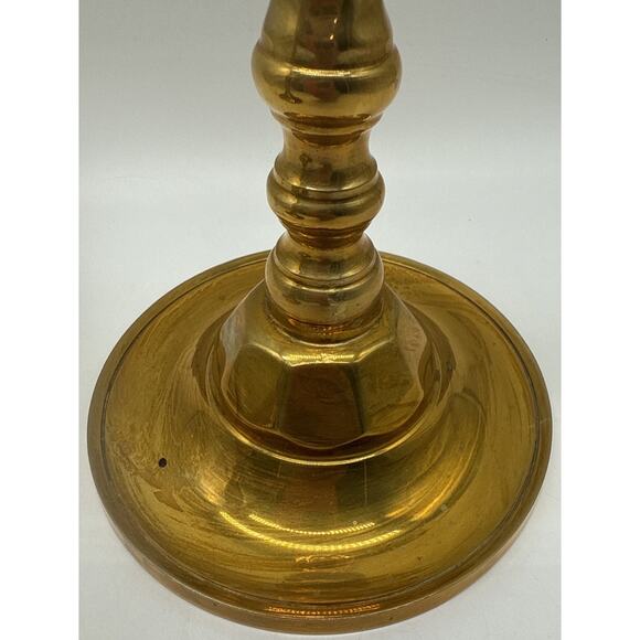 MCM Brass Candlesticks 11” Tall Pair Has Patina Taper Candle Solid Brass - Picture 5 of 8